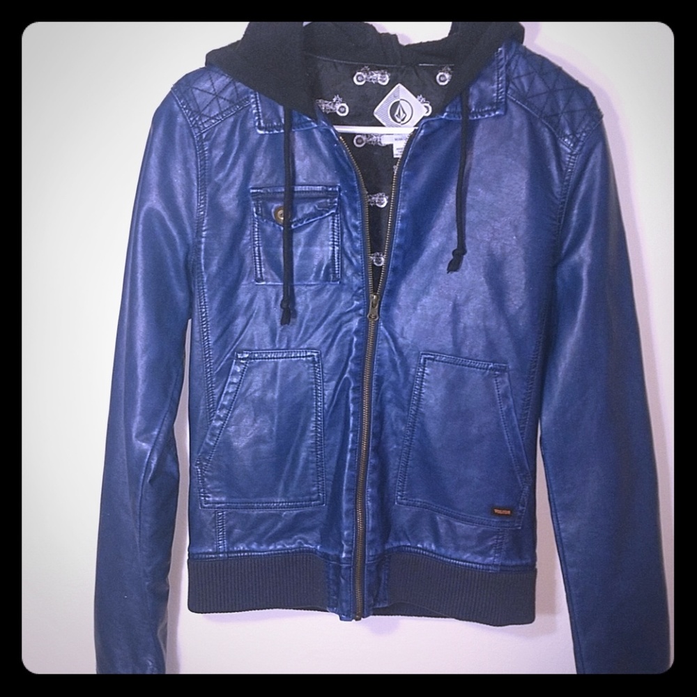 Volcom Blue Leather Jacket
